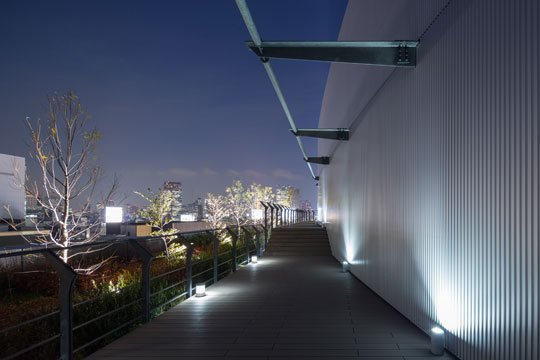 屋上庭園夜景　© 新建築社 写真部