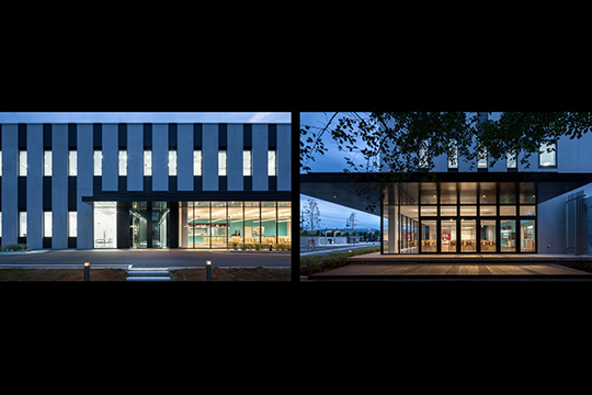 事務所棟の夜景＿正面と食堂側　©川澄・小林研二写真事務所