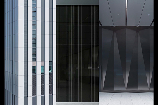 縦連窓を基調としたモチーフをインテリアに展開　©新建築 写真部