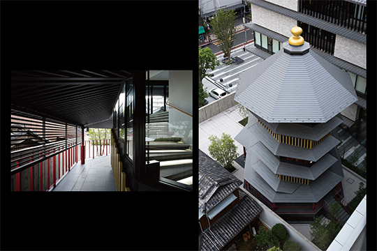 外観：大屋根・らせん庇・回廊