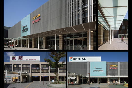 改修前外観（左下）改修後外観（右下） ©エスエス大阪