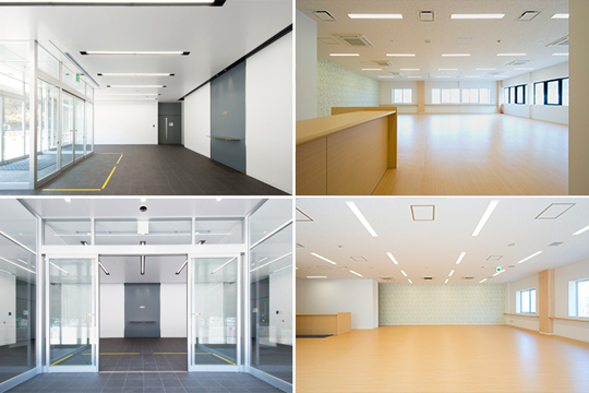 モノトーンを基調としたシンプルなエントランス・温かみのある食堂　©横山写真工房