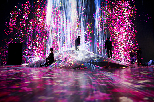 来場者の動きに反応するインタラクティブデジタルアート　©teamLab