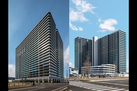 バルコニー側外観・外部廊下側外観　©Peter Powles Photography