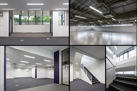 緑や自然光を感じられる明るく潤いのある内部空間（店頭，倉庫，階段）　©クドウフォト