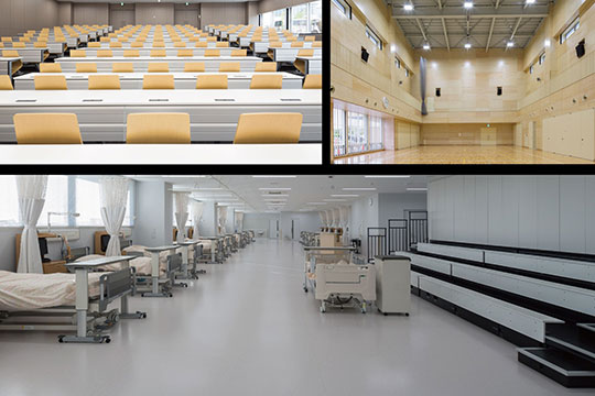 機能的で使いやすい視聴覚室、体育館、実習室 ©エスエス名古屋