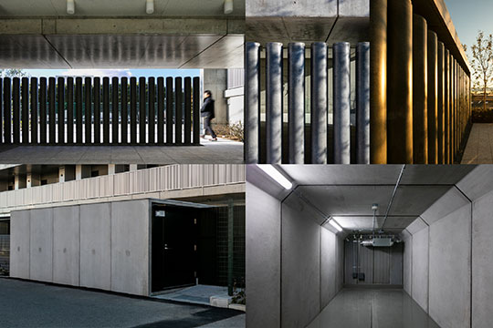 コンクリート２次製品の活用（ルーバーにヒューム管、ゴミ置場にボックスカルバート） ©︎川澄・小林研二写真事務所