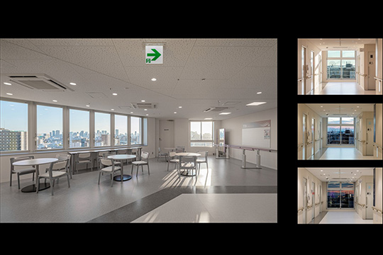 都市を望むデイルーム、大阪港を望むデイコーナー ©株式会社伸和／木原慎二