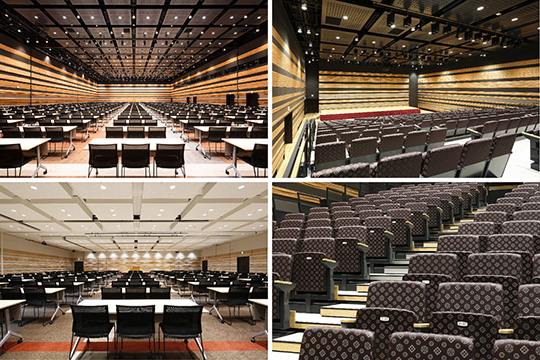2000人収容の大会議場(左上)の他、多様な用途に対応した各種会議場 ©ヴィブラフォト 浅田美浩