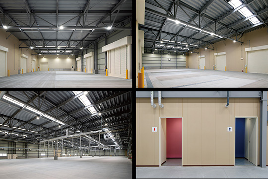 左上・右上：受入場 左下：工場 右下：トイレ入り口  ©横山写真工房