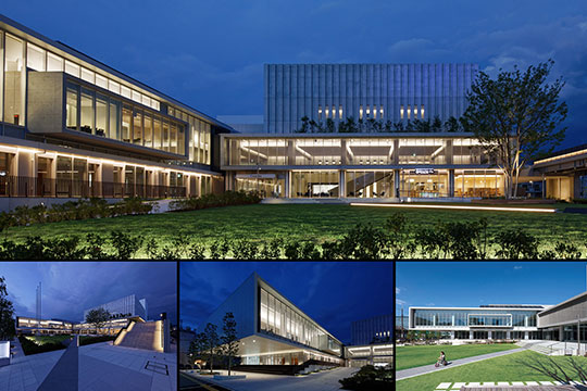 街角広場の情景と水平垂直をバランスさせた外観 ©︎A.P.First/荒木義久